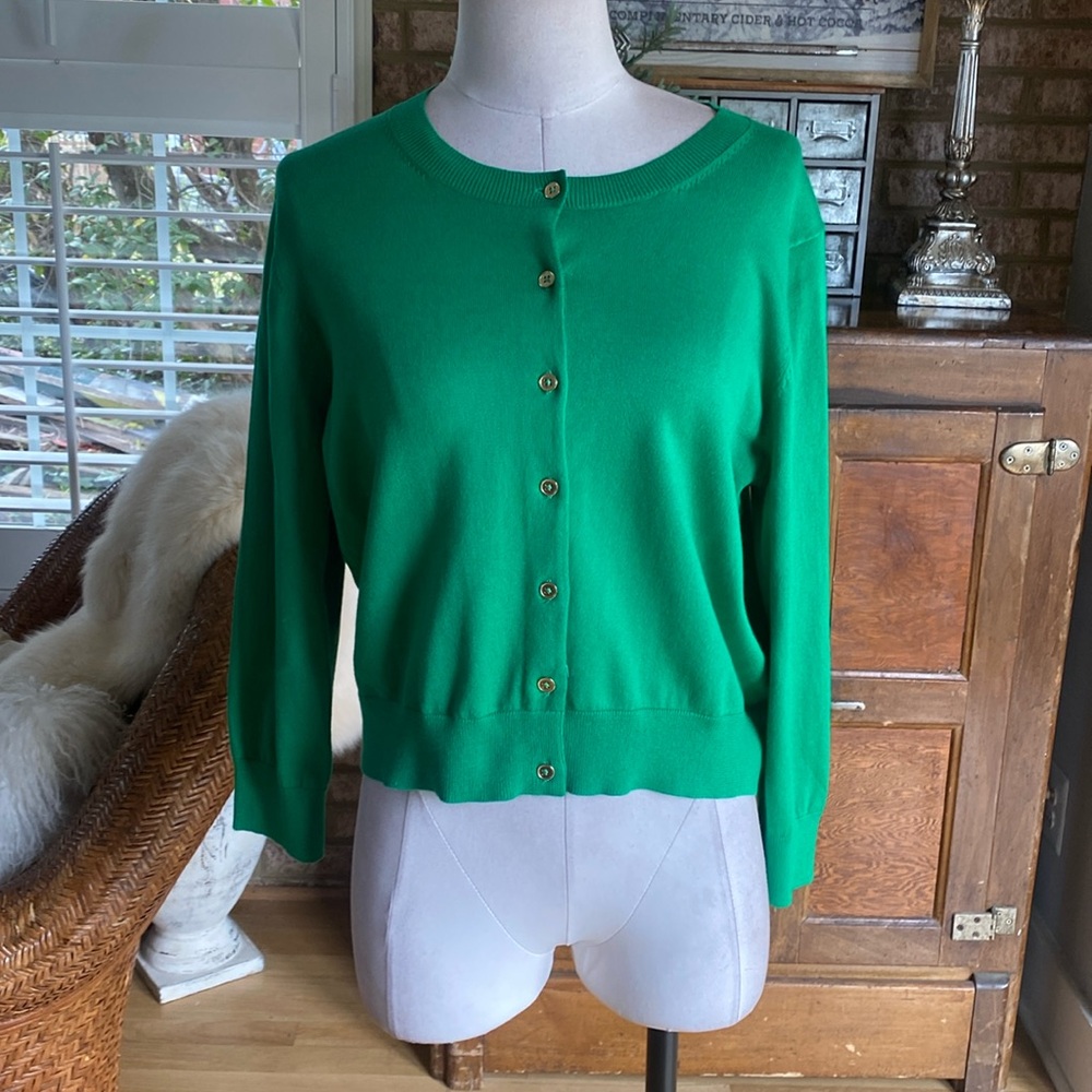 BODEN Catriona Cotton Cardigan BUTTON LARGE NEW GREEN